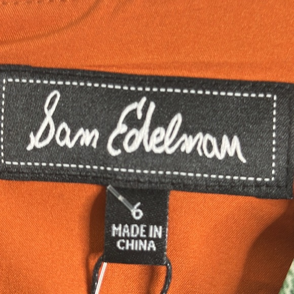 Sam Edelman orange green crepe wrap raffle midi dress size 6new - Picture 10 of 11